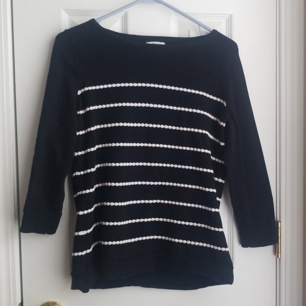 Croft & Barrow Black & White Dotted Sweater Top